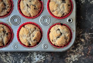 Cinnamon Chocolate Chip Muffins in muffin tin