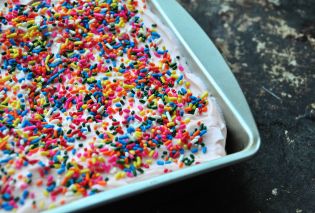 Frosted Sugar Cookie Bars in pan