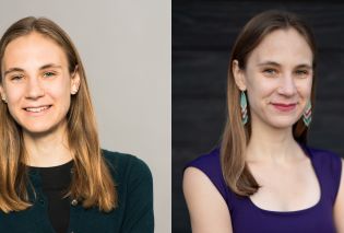 Head shots of Stacy from 2018 and 2023