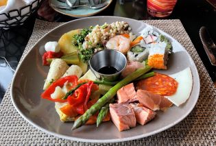 Plate of salad bar items