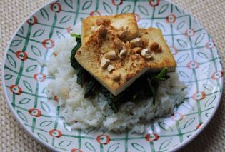 Seared Tofu with Mango Spinach