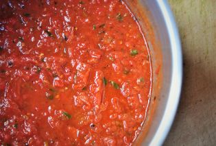 Tomato sauce in a stockpot
